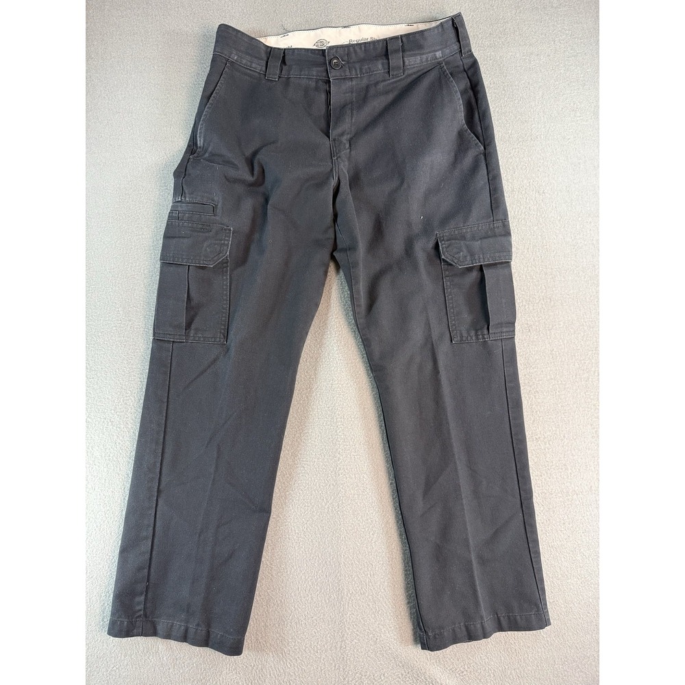 Dickies Cargo Pants Mens 32x30 Black Regular Fit Twill Workwear Straight Leg